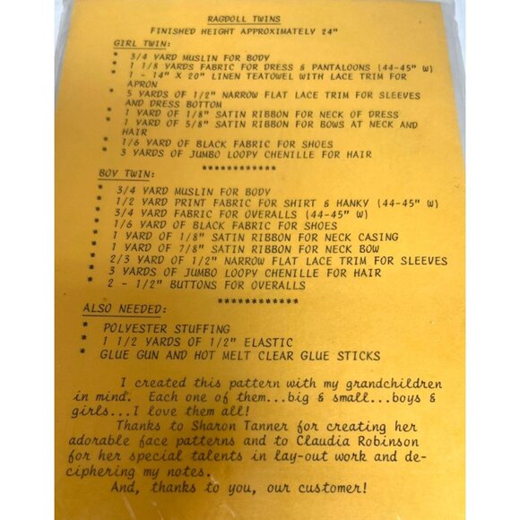 Vintage New Raggedy Ann & Andy Style Ragdoll Twins Kit - Picture 3 of 3